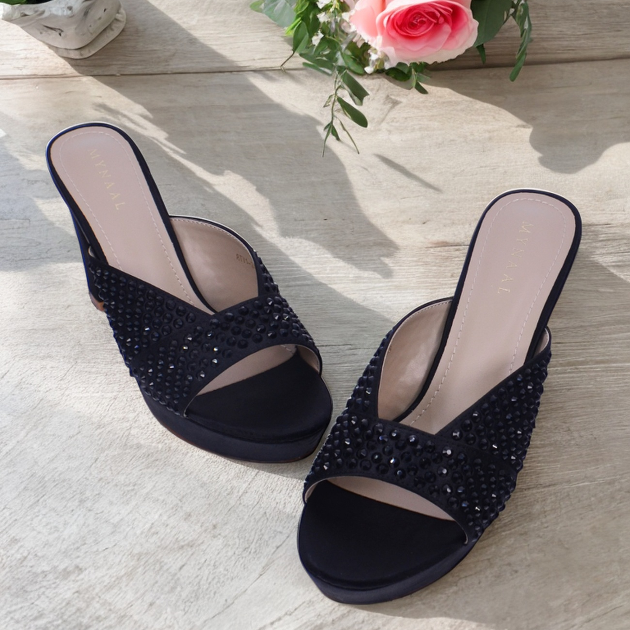 Mynaal Women's platform sandal with crystals-8TV1-240-Black