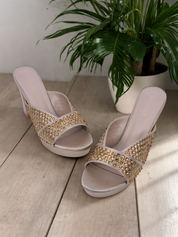 Mynaal Women's platform sandal with crystals-8TV1-240-Beige