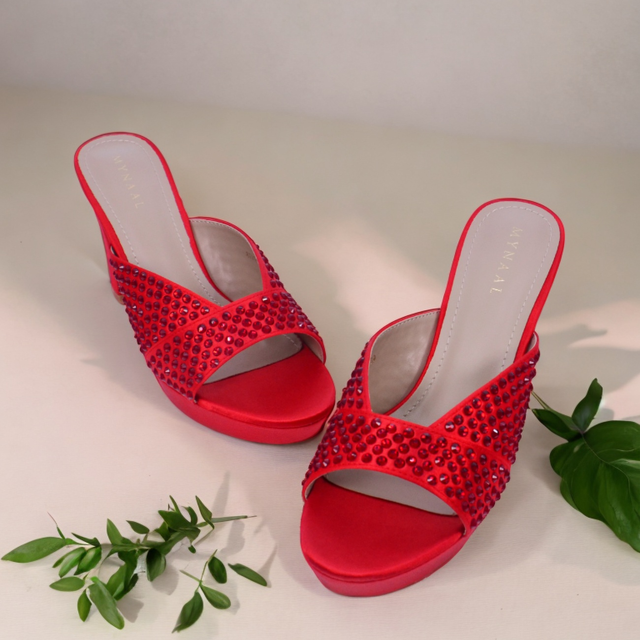 Mynaal Women's platform sandal with crystals-8TV1-240-Red