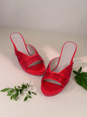 Mynaal Women's platform sandal with crystals-8TV1-240-Red
