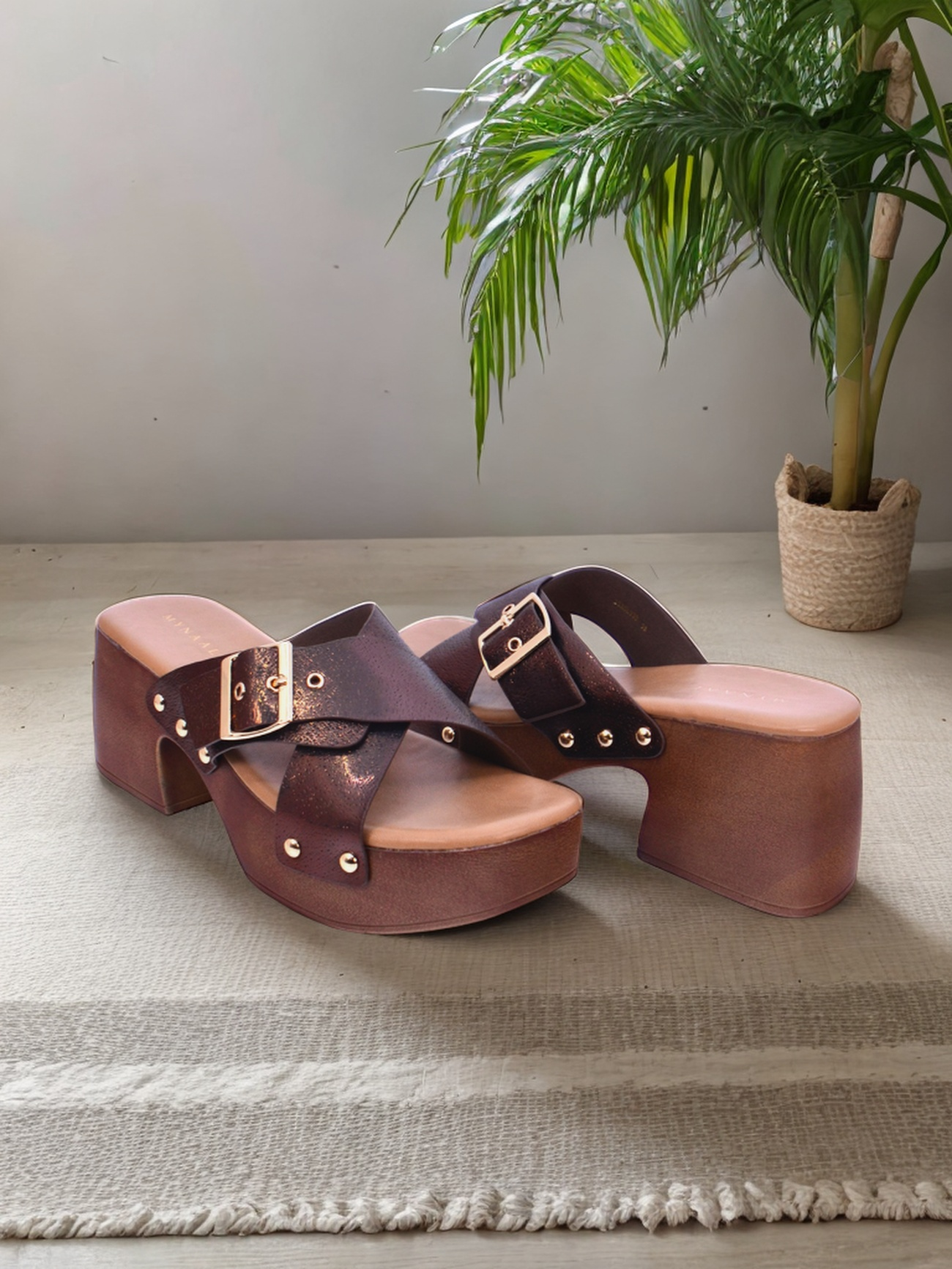 Mynaal Women's block heel sandal-23ASL933-Bronze