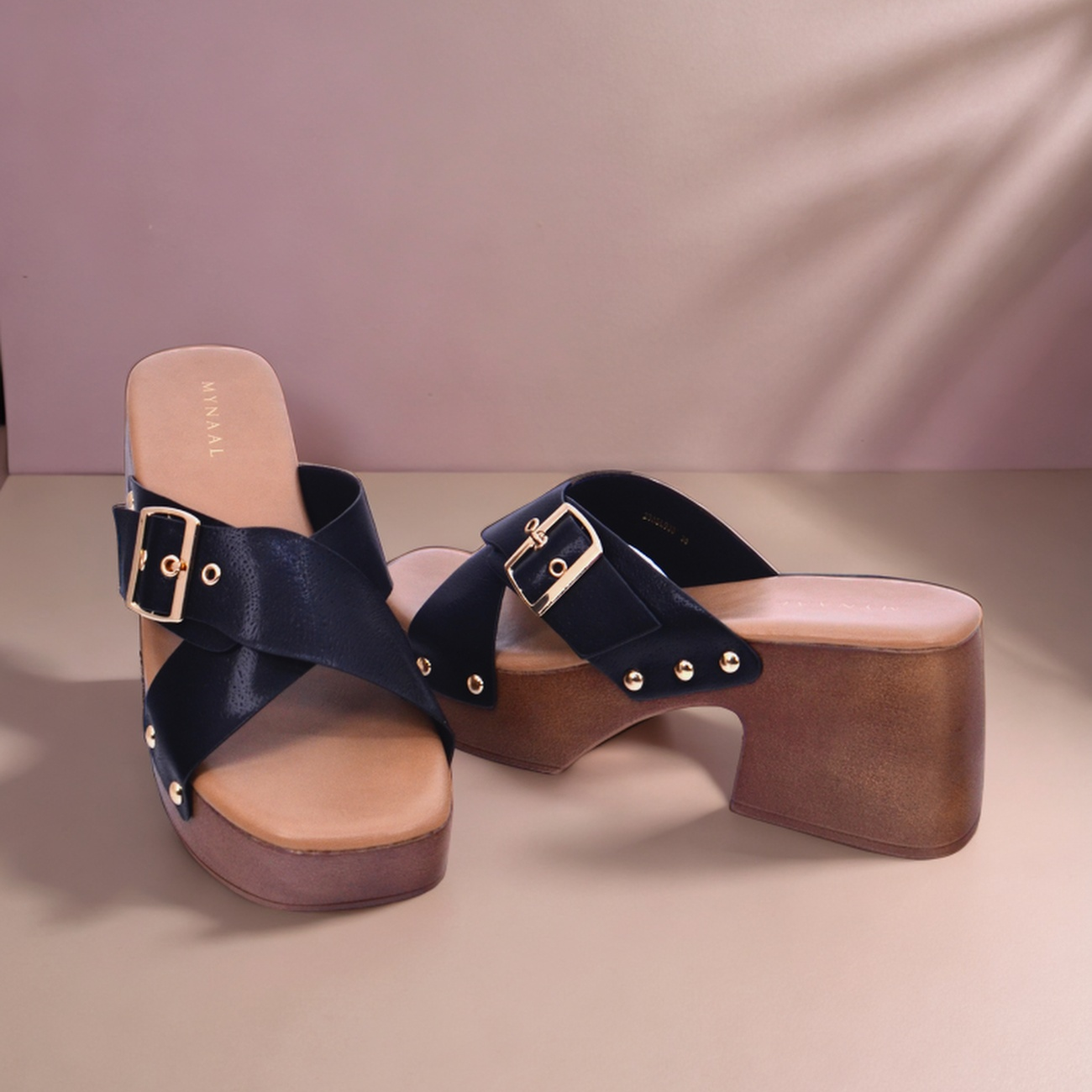 Mynaal Women's block heel sandal-23ASL933-Black