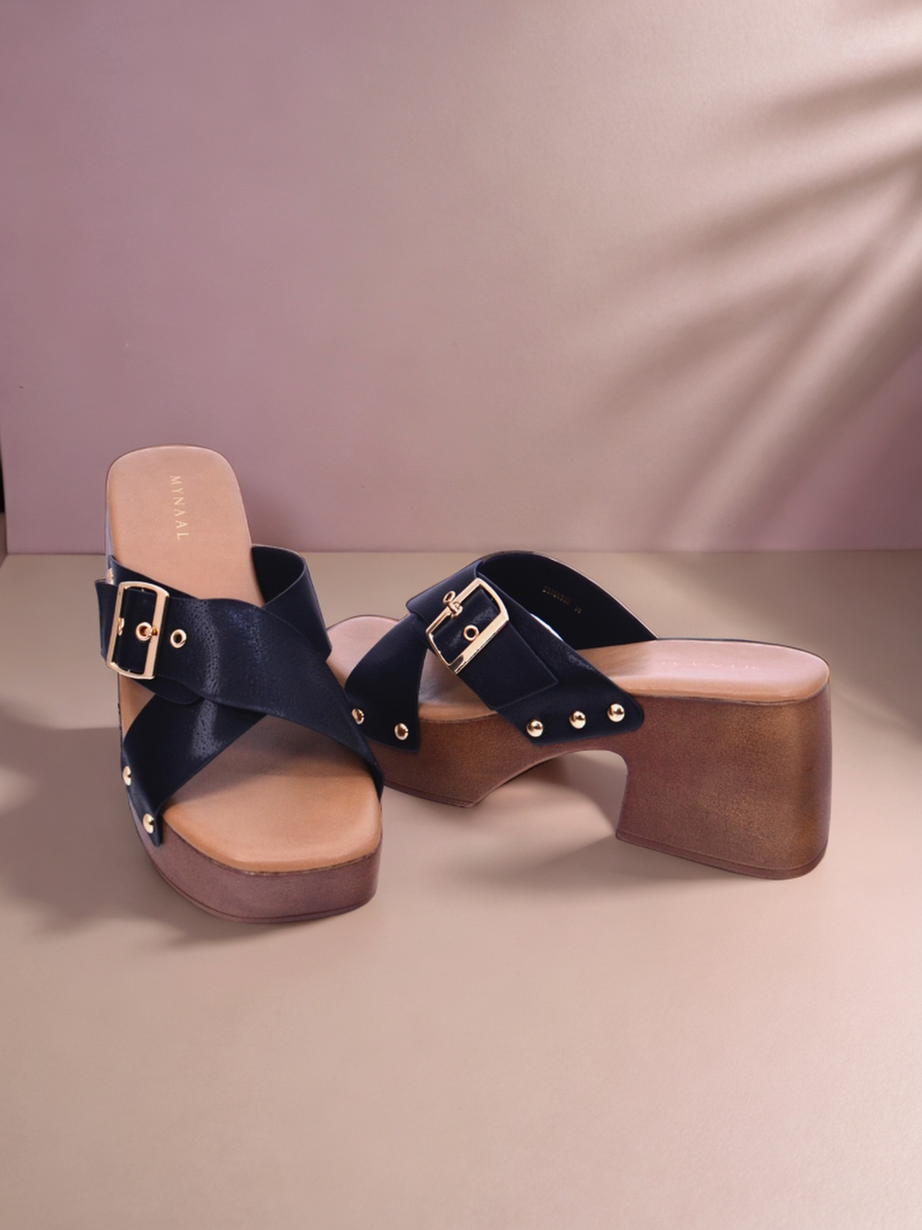 Mynaal Women's block heel sandal-23ASL933-Black