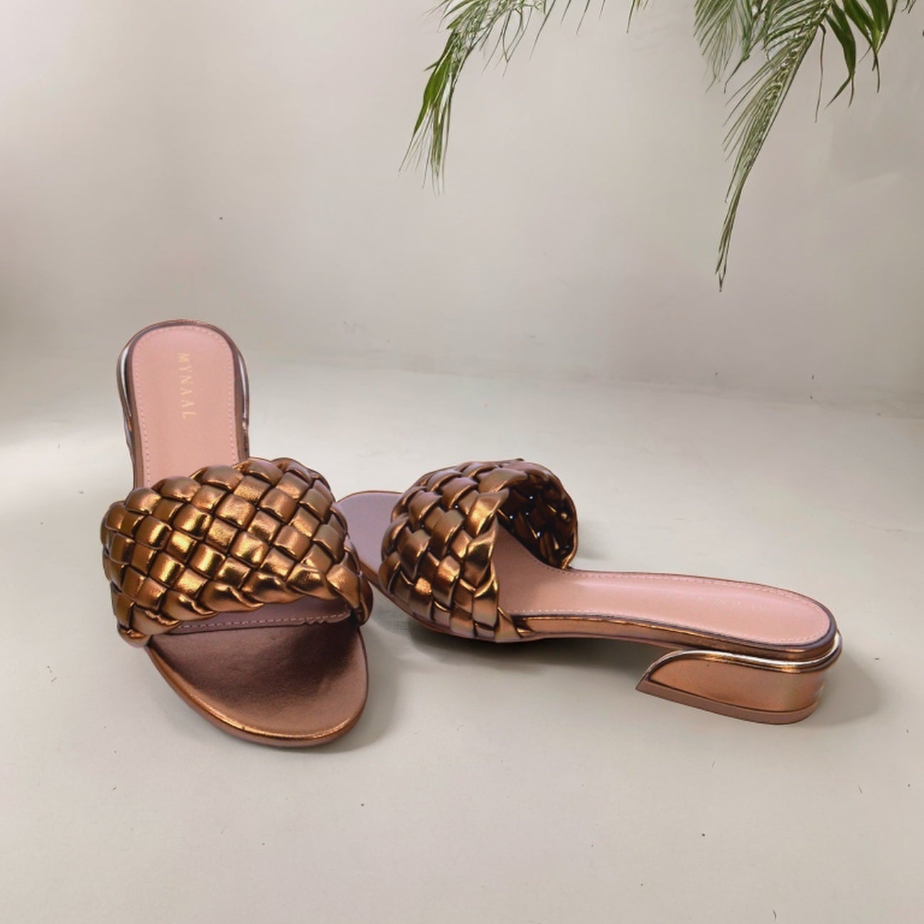 Mynaal Women's block heel sandal-23BYD011-Bronze