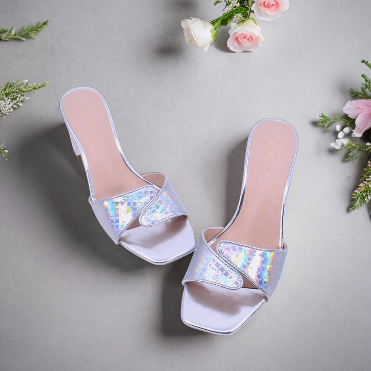 Mynaal Women's block heel sandal-2G9183-533-Silver