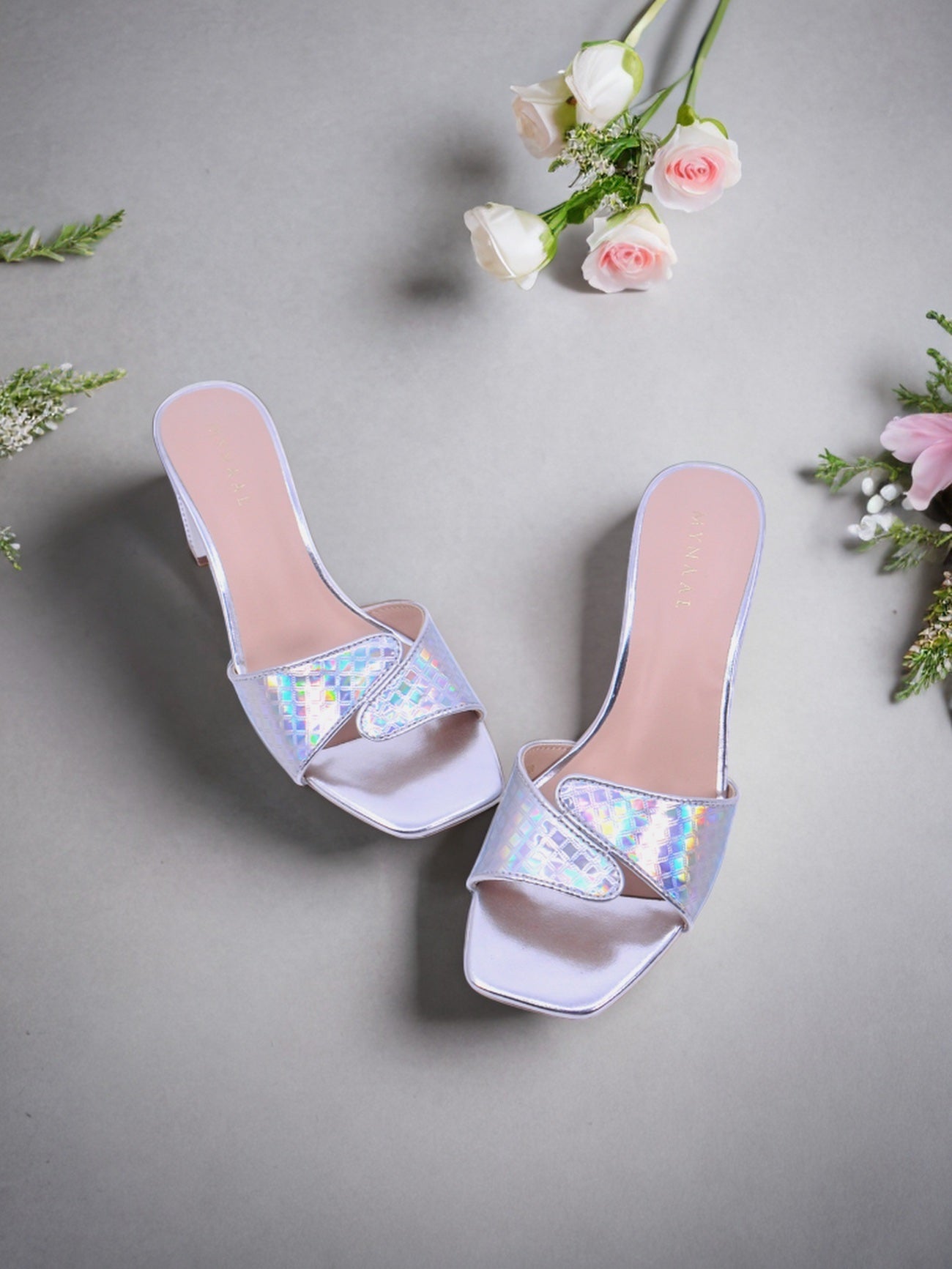 Mynaal Women's block heel sandal-2G9183-533-Silver