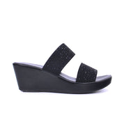 Mynaal Women's wedge sandal with embellished straps-414RC012-Black