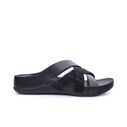 Mynaal Women's slip-on sandal with embellished crisscross straps-414RJ27Z-Black