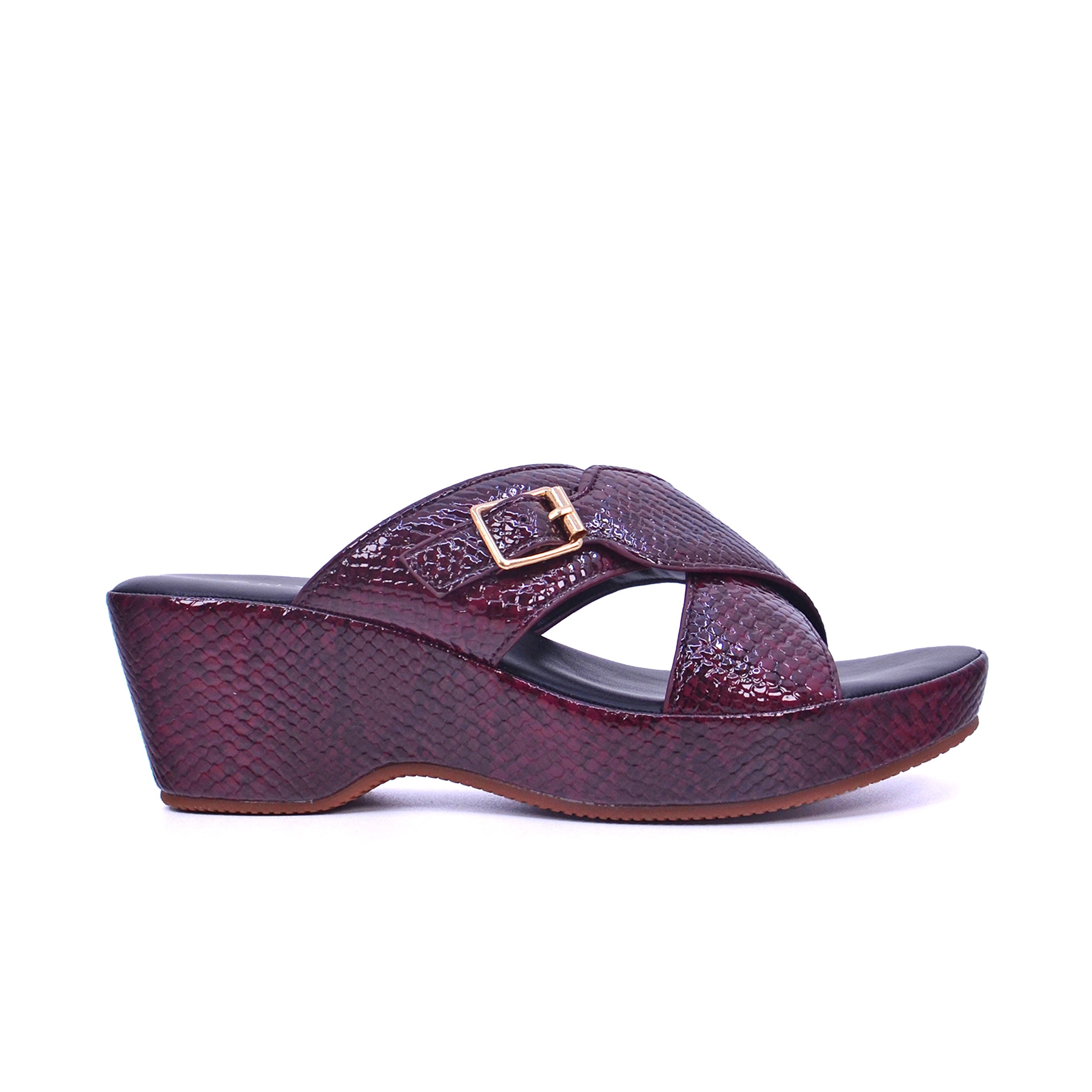 Mynaal Women's wedge square pin sandal-414ZD19S-Maroon