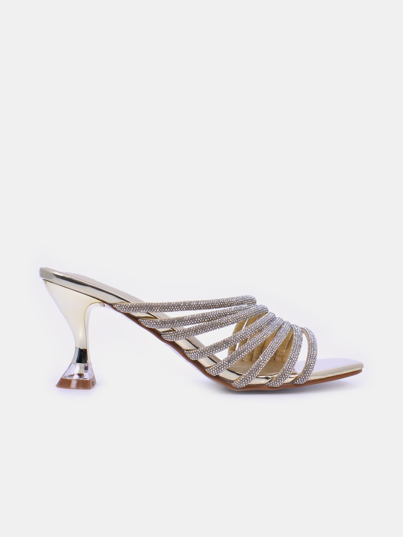 Mynaal Women's sandal with embellished spool heels-15C8618-1182-Gold