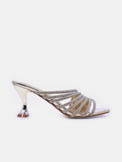 Mynaal Women's sandal with embellished spool heels-15C8618-1182-Gold