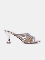 Women's sandal with embellished spool heels - 15C8618-1182