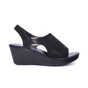 Mynaal Women's wedge sandal with embellished straps-414RC013-Black