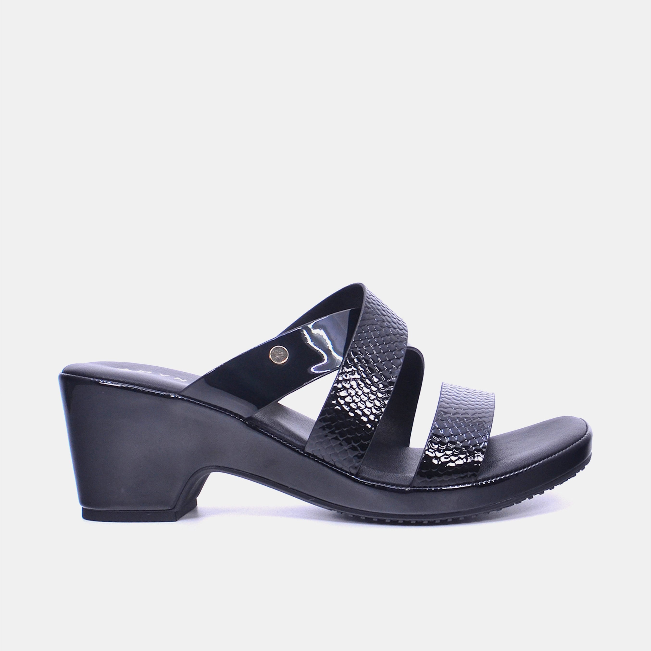 Mynaal Women's block heel sandal- 114RJ217 -Black
