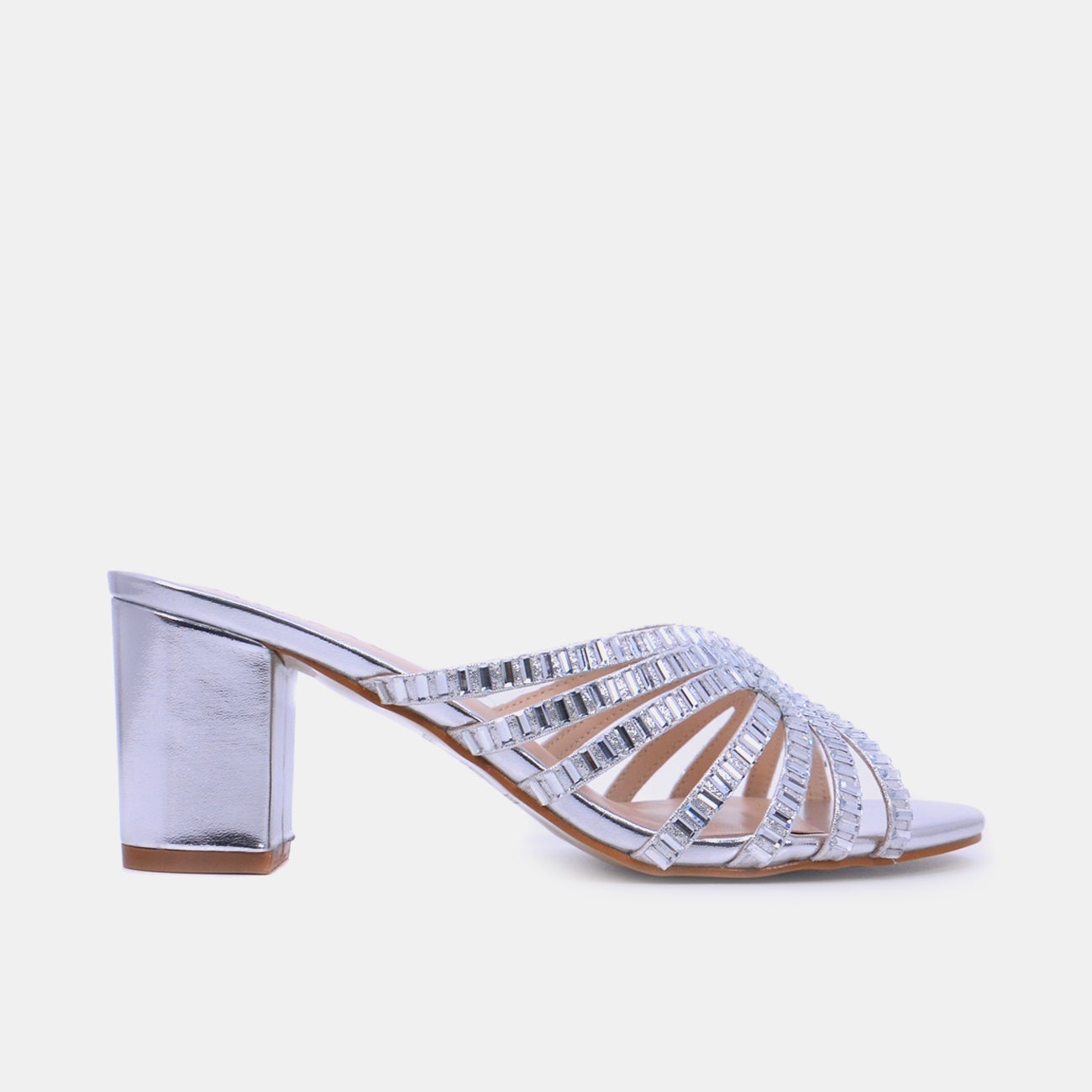 Mynaal Women's sandal with embellished block heels-2G5957-36-Silver