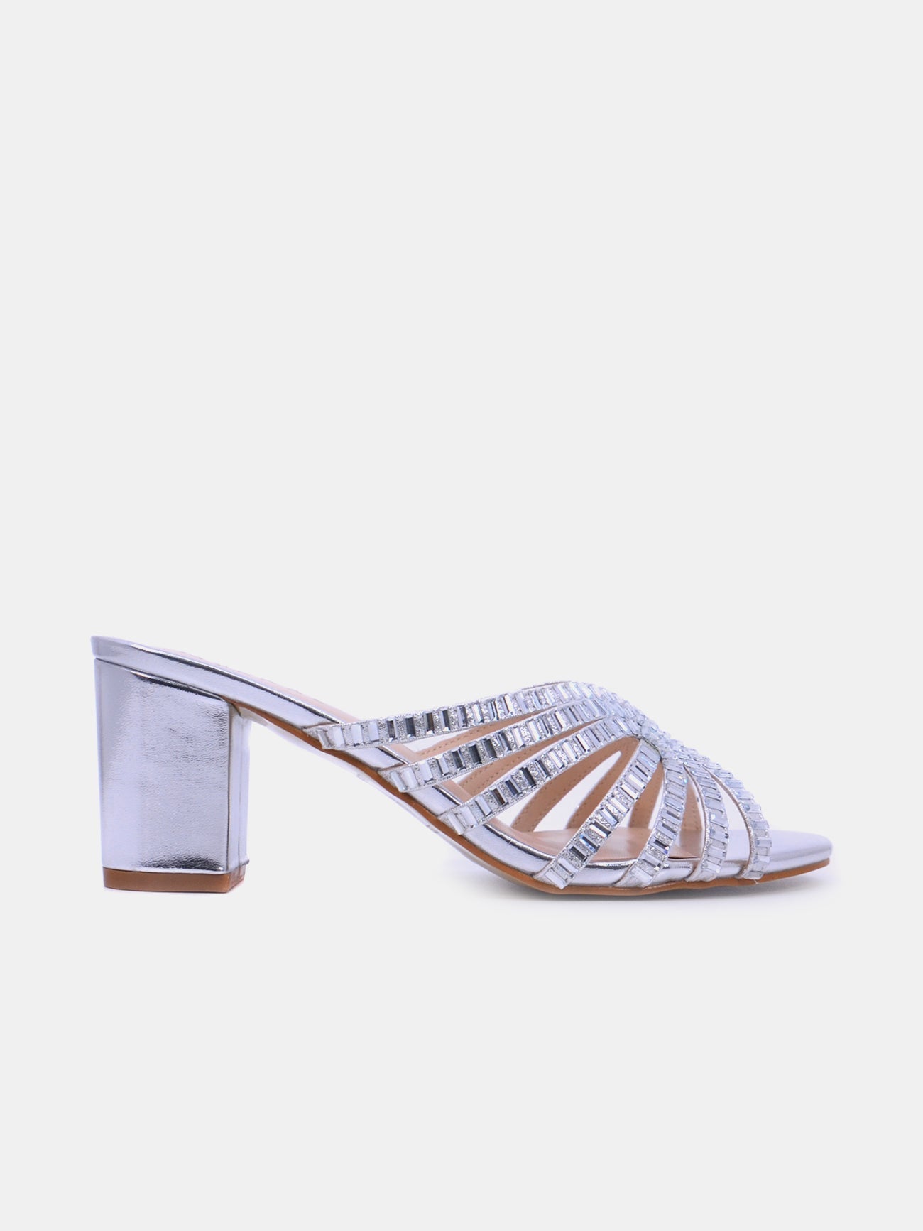 Mynaal Women's sandal with embellished block heels-2G5957-36-Silver