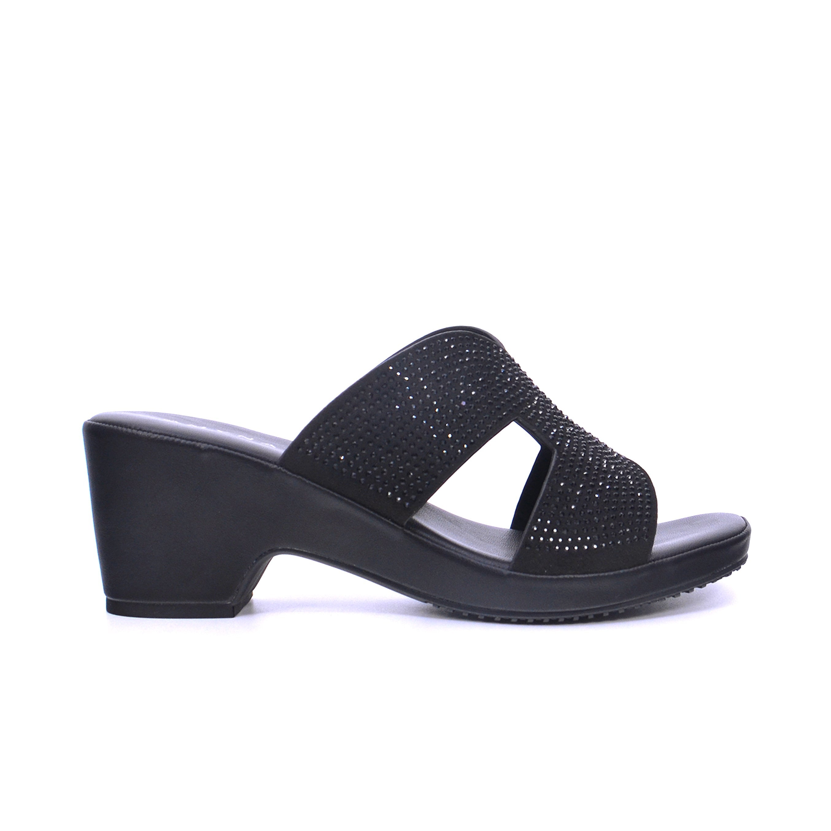 Mynaal Women's mid-heel sandal with dual straps-414RJ21C-Black