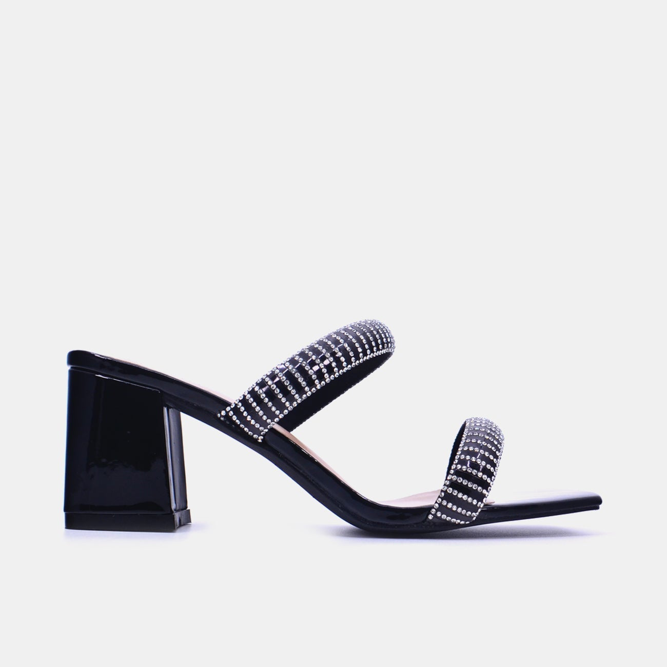 Mynaal Women's block-heel embellishment sandal-3U888-6-Black