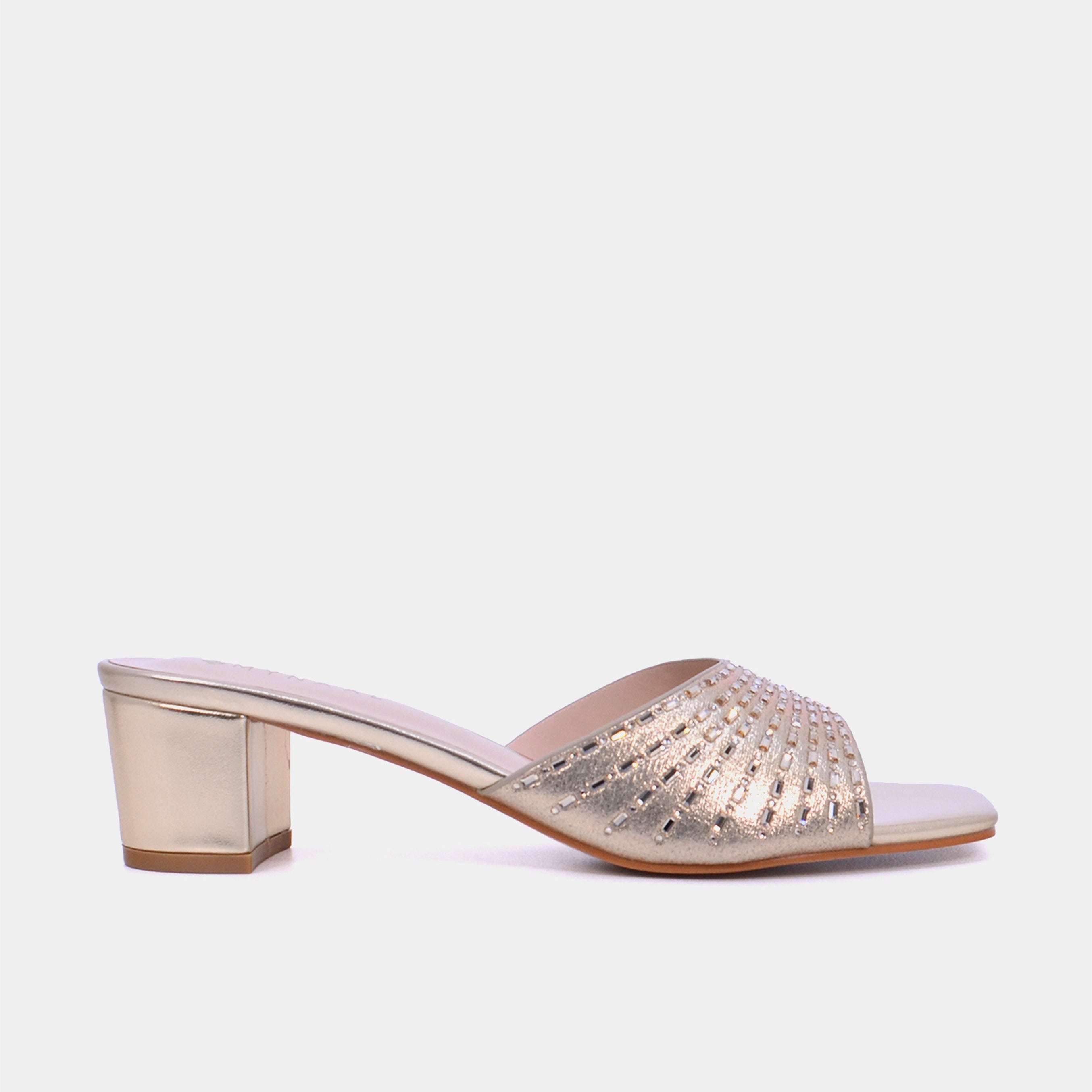 Mynaal Women's mid-heel sandal with embellishment-214RJ533-Gold