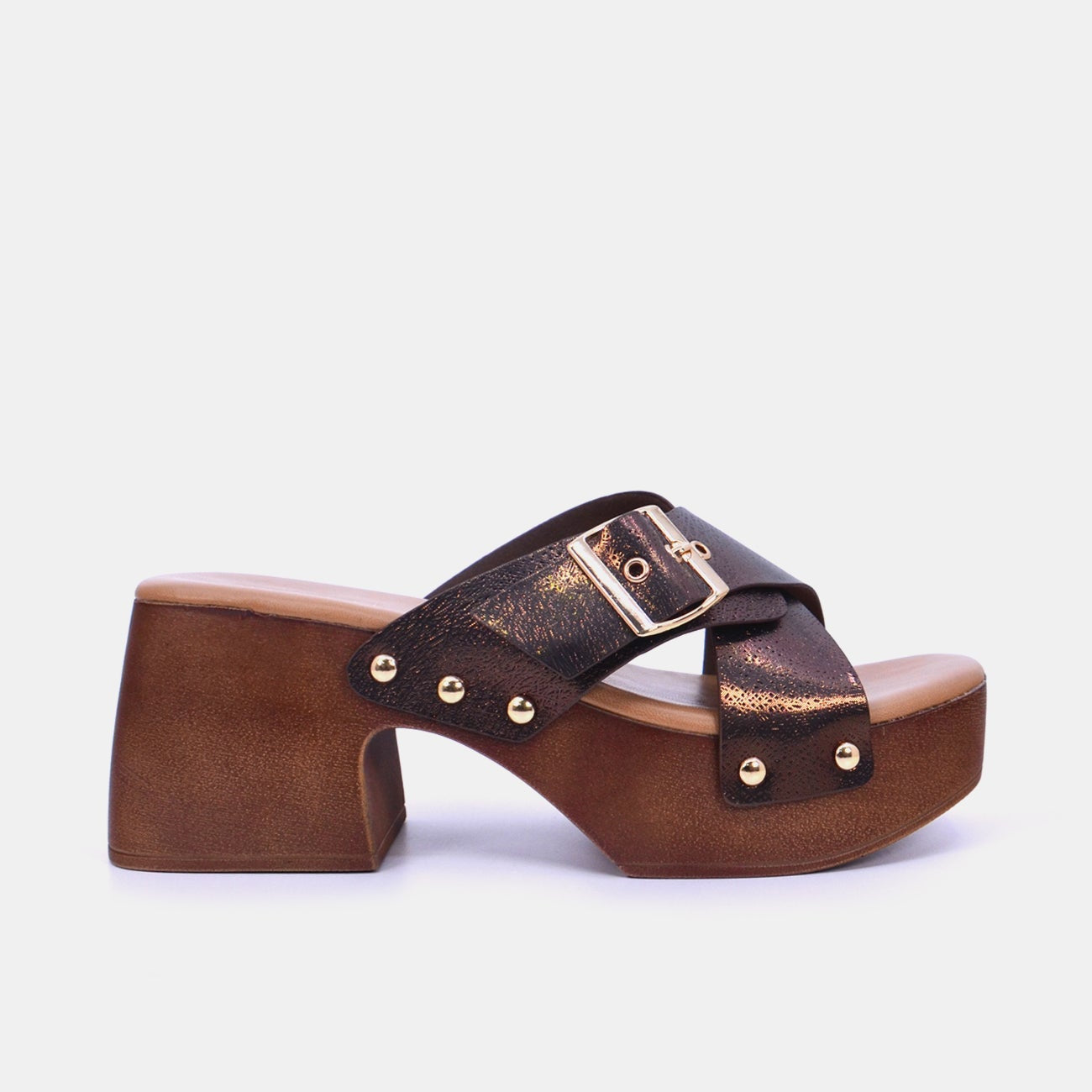 Mynaal Women's block heel sandal-23ASL933-Bronze