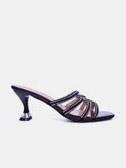 Mynaal Women's sandal with crystal-detailed spool heels-15C8618-624-Black