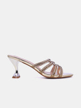 Women's sandal with crystal-detailed spool heels - 15C8618-624