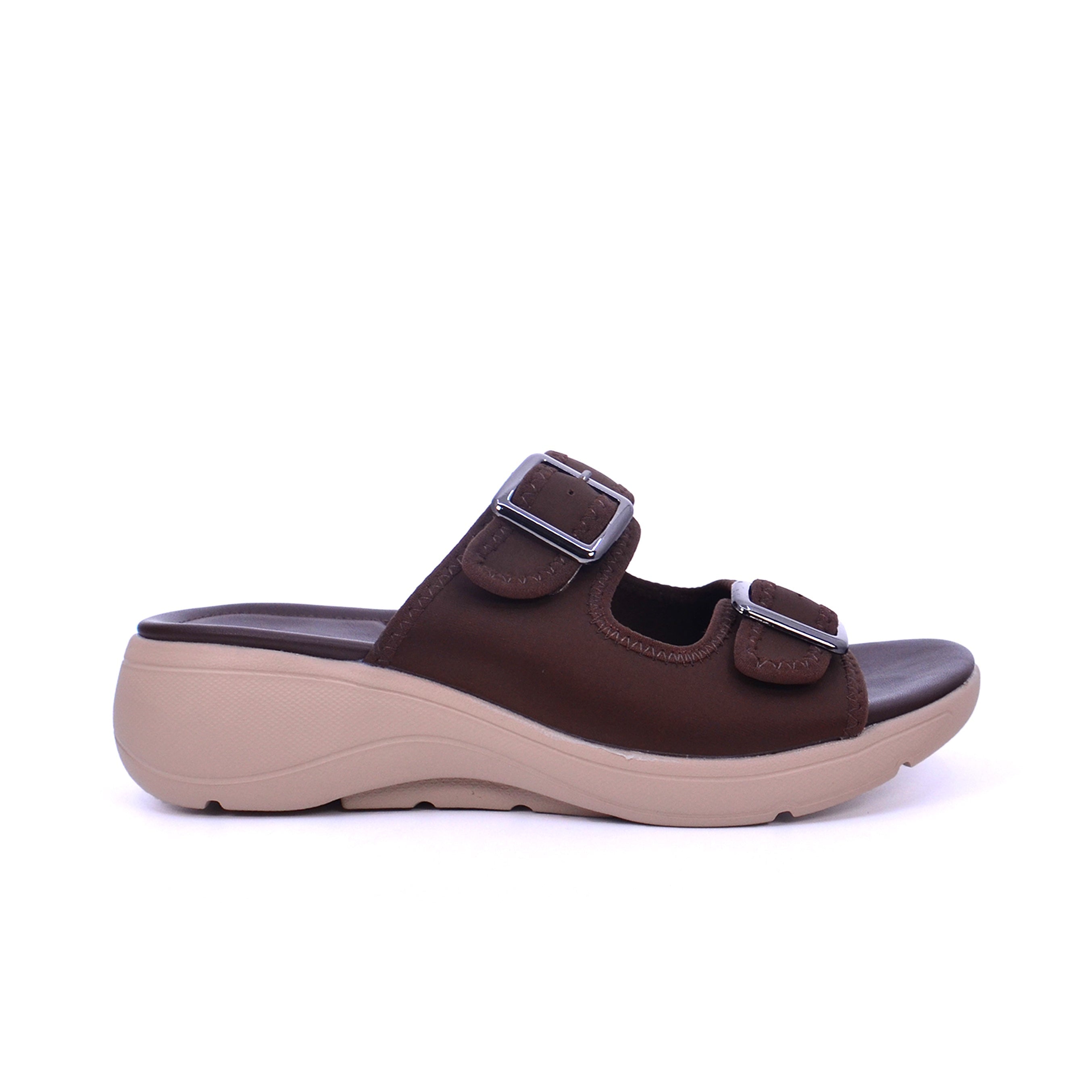 Mynaal Women's slide sandal with buckles-214RJ533-Dark-Brown