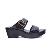 Mynaal Women's slip-on sandal with buckle strap-414ZD19P-Black
