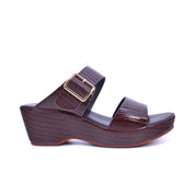 Mynaal Women's slip-on sandal with buckle strap-414ZD19P-Brown