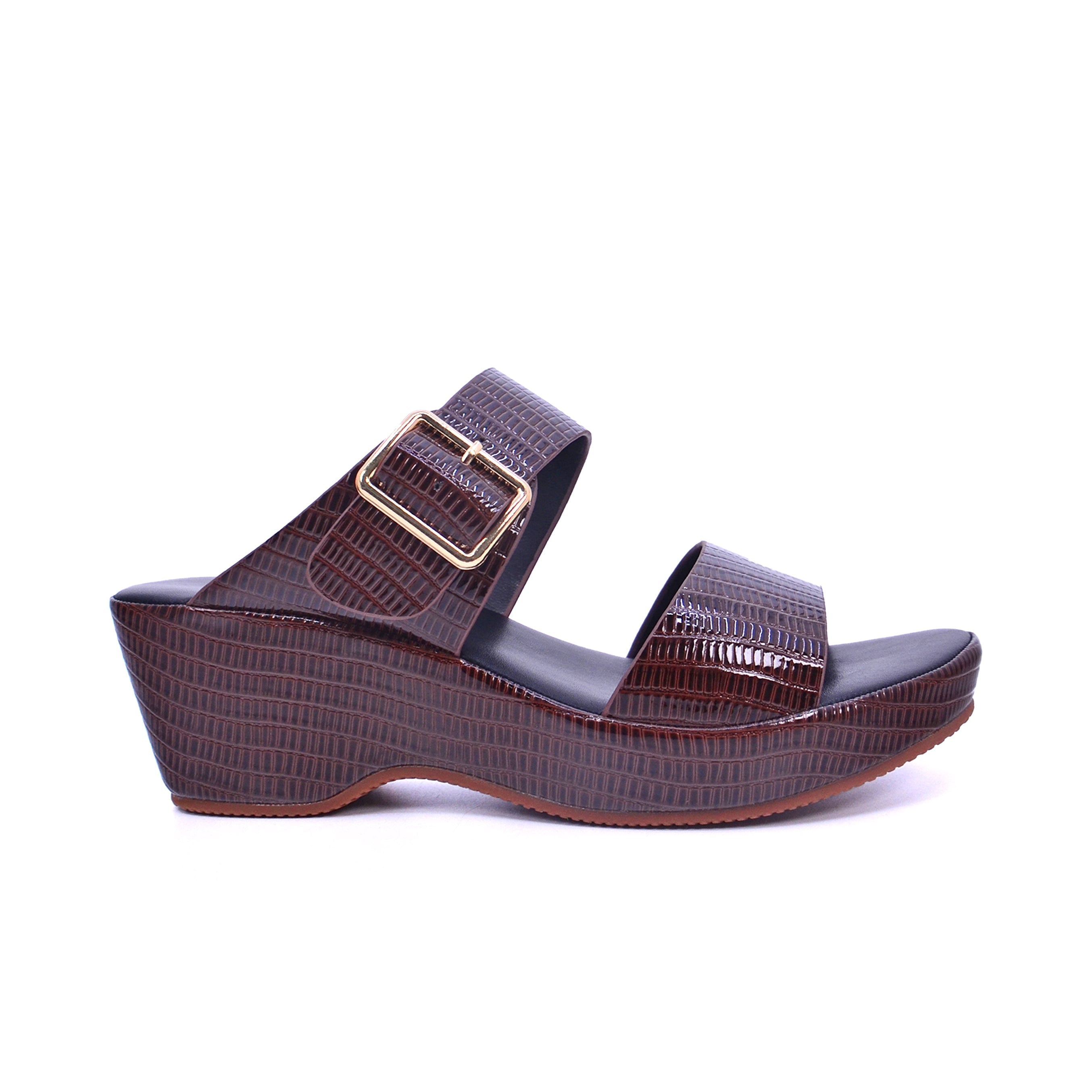 Mynaal Women's slip-on sandal with buckle strap-414ZD19P-Brown