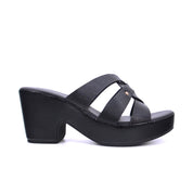 Mynaal Women's platform sandal with crisscross straps-314RC852-Black