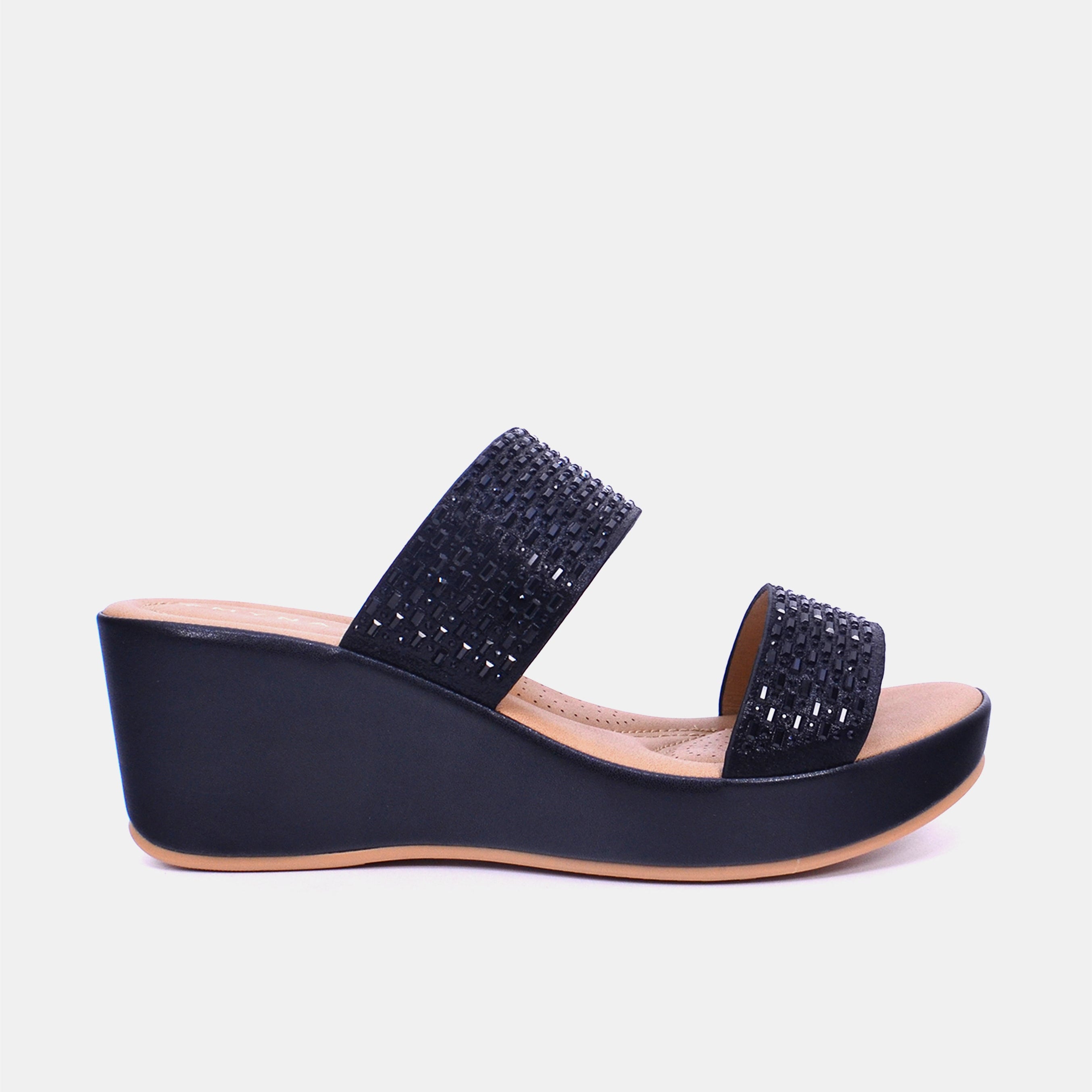 Mynaal Women's wedge heel sandal-23ABT172-Black