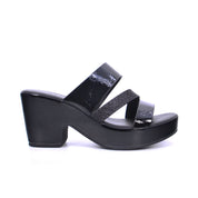 Mynaal Women's platform sandal with glitter strap-414RJ851-Black