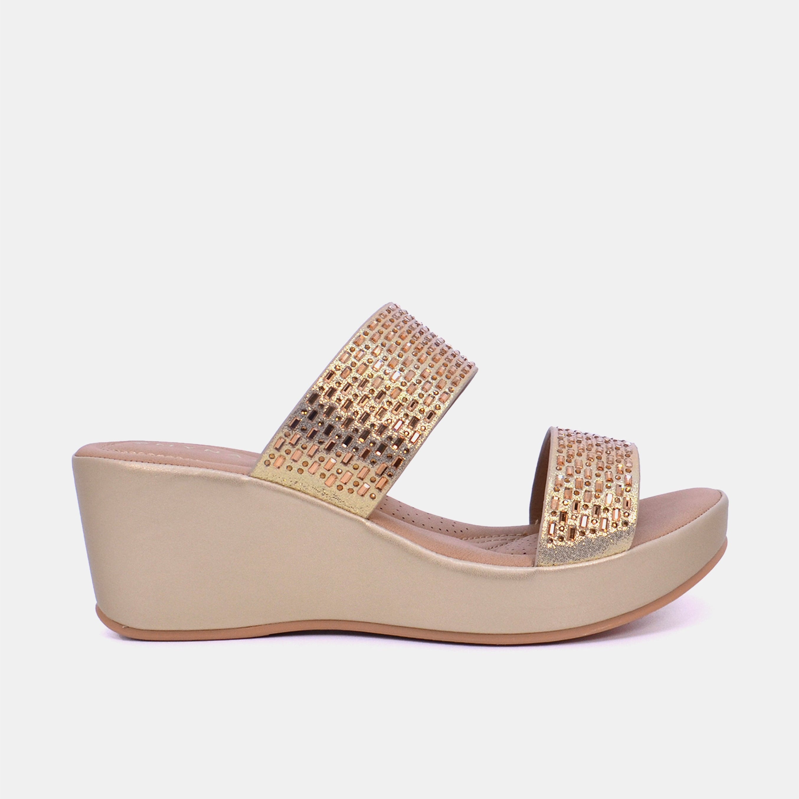 Mynaal Women's wedge heel sandal-23ABT172-Gold