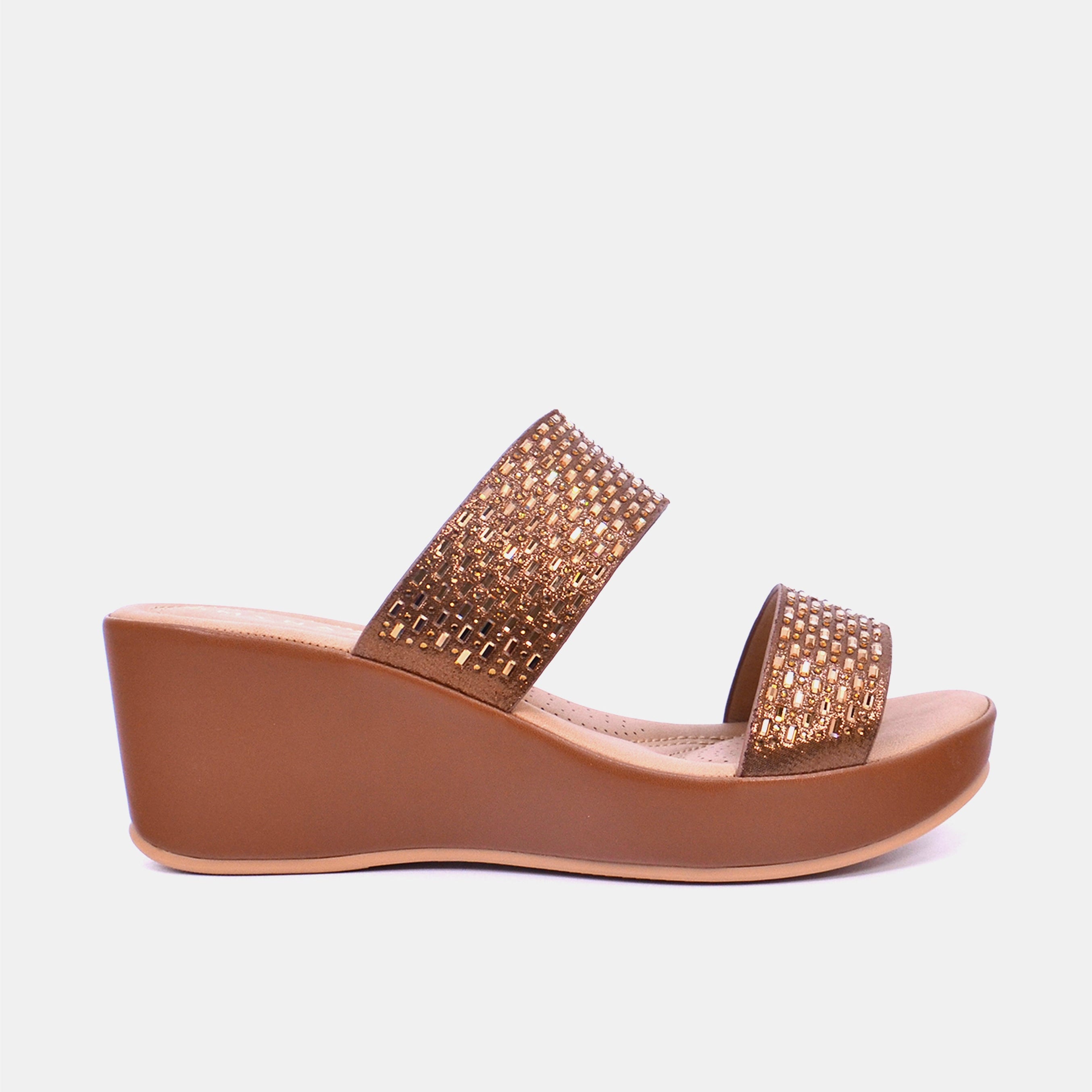 Mynaal Women's wedge heel sandal-23ABT172-Brown