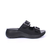 Mynaal Women's slide sandal with buckles-214RJ533-Black