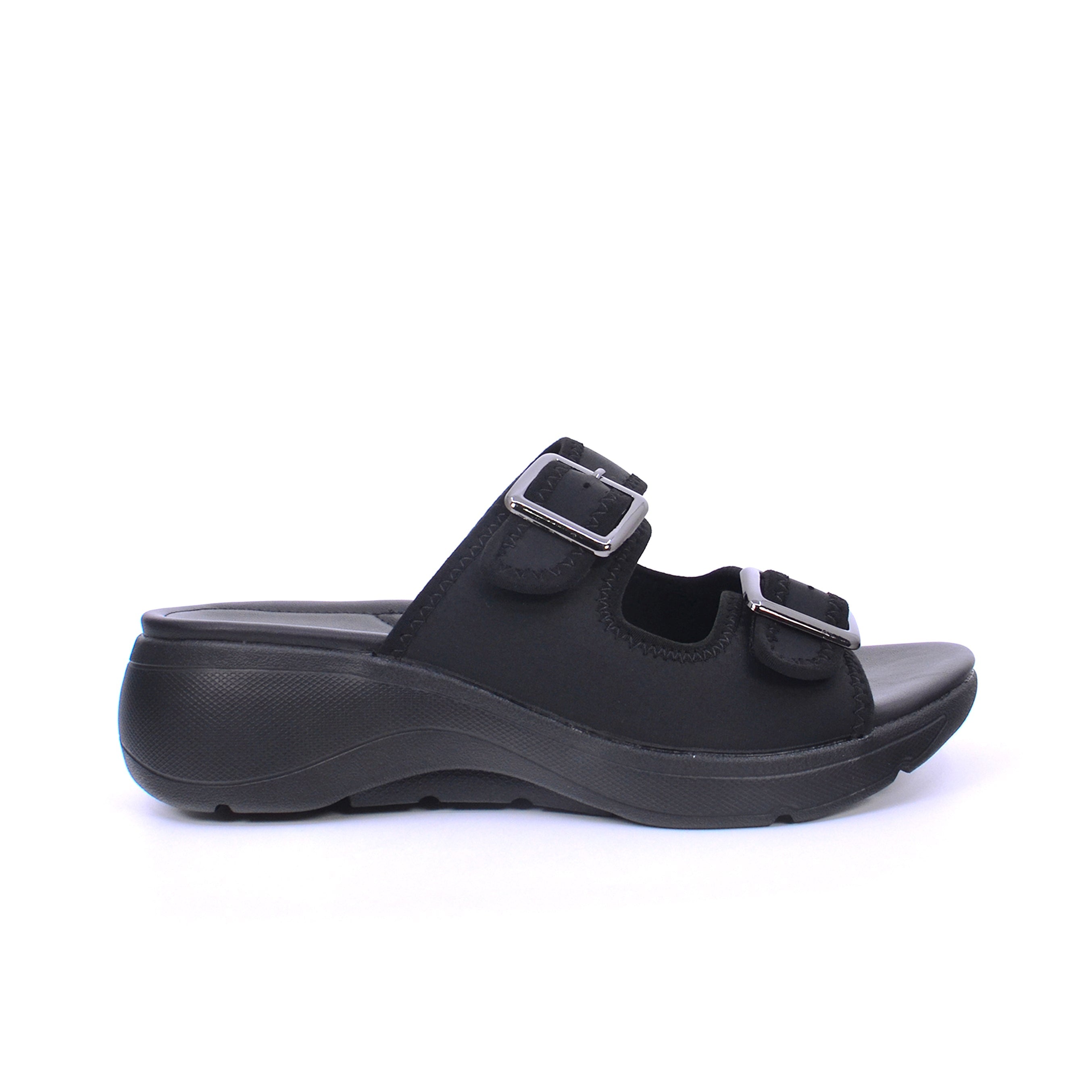 Mynaal Women's slide sandal with buckles-214RJ533-Black