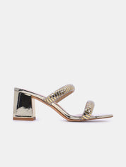 Mynaal Women's block-heel embellishment sandal-3U888-6-Gold