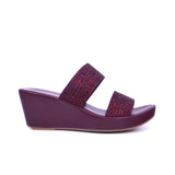 Women's wedge sandal with embellished straps - 414RC012
