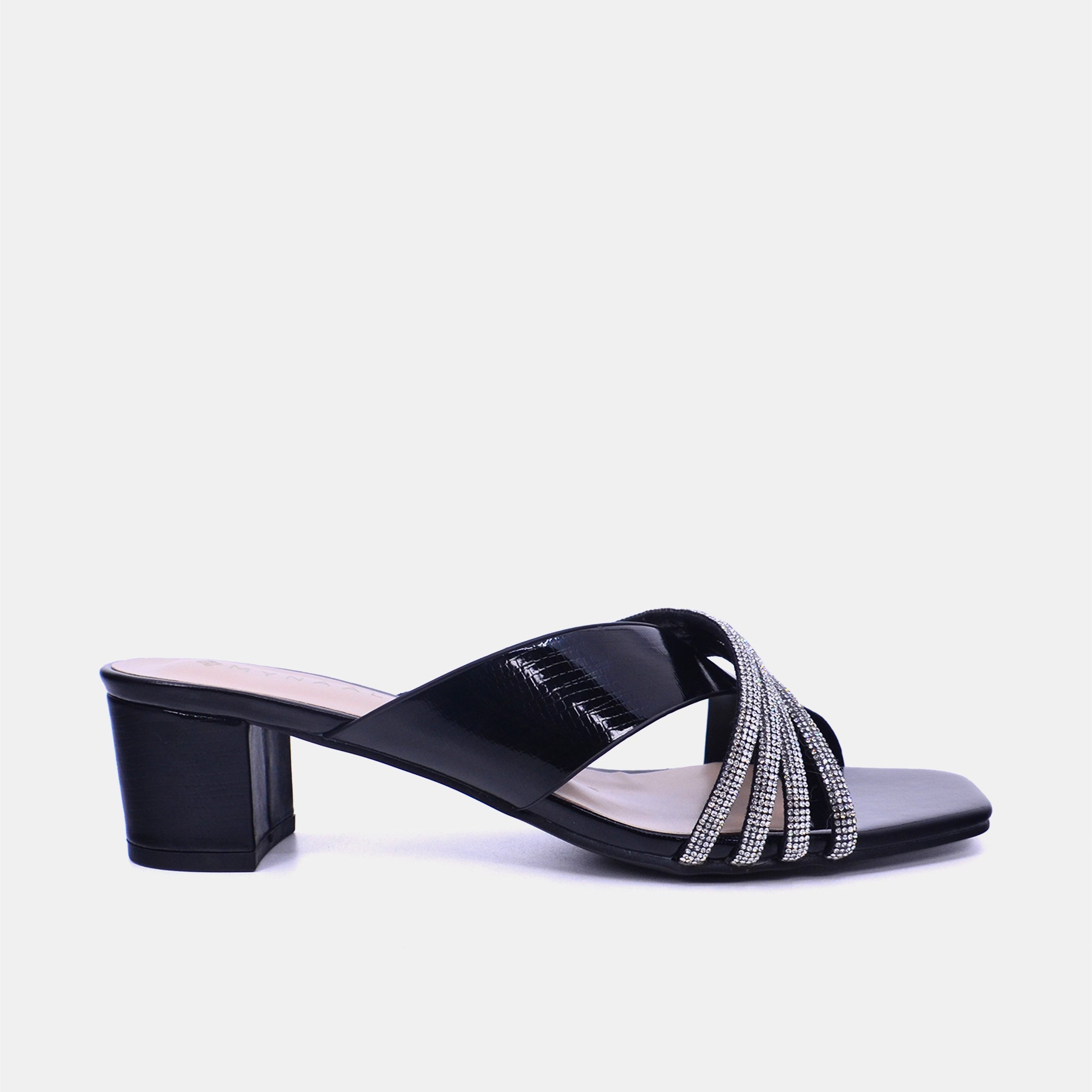 Mynaal Women's mid-heel sandal with embellishment-18F8827-216-Black