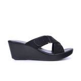 Women's wedge sandal with embellished buckle straps - 314ZD142
