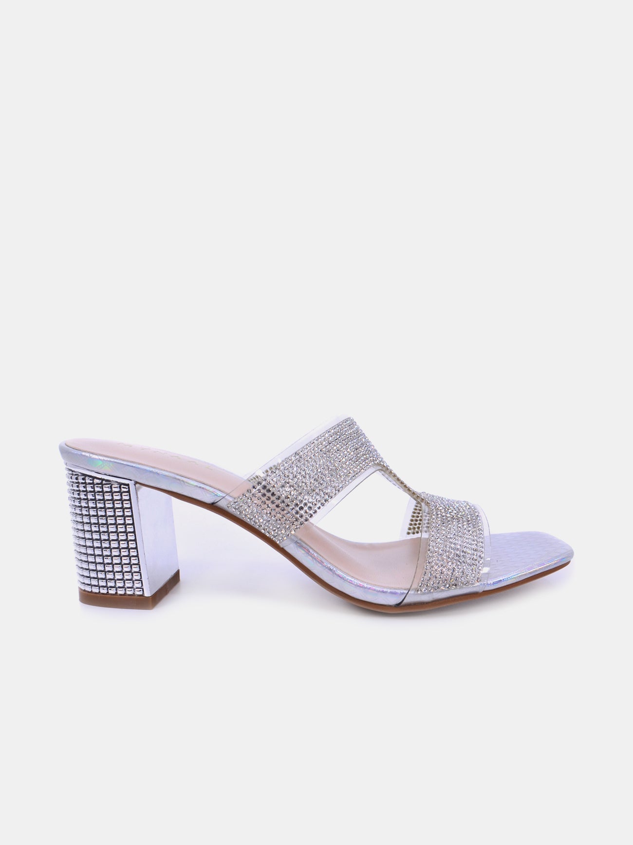 Mynaal Women's sandal with embellished block heels-15C1596-10-Silver