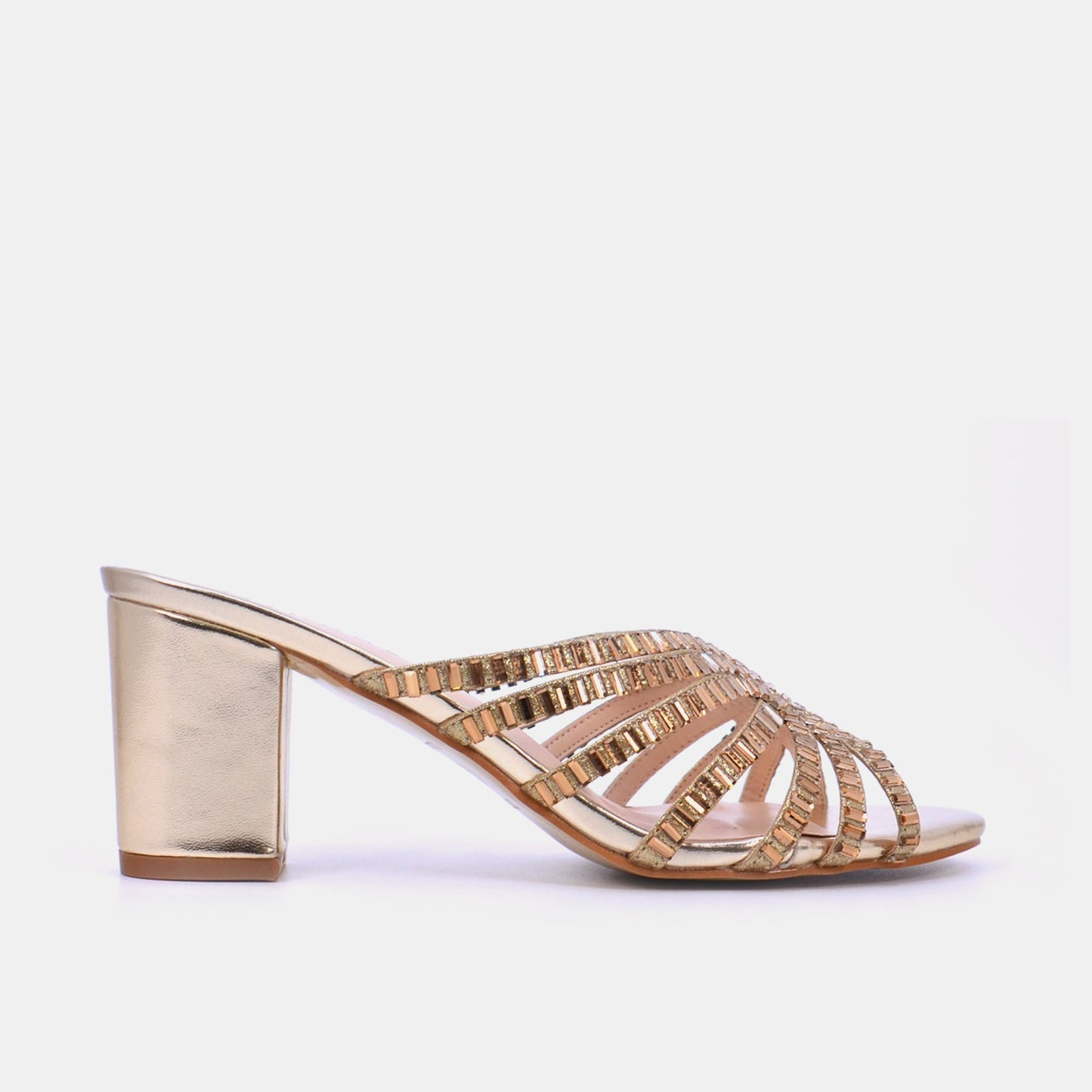 Mynaal Women's sandal with embellished block heels-2G5957-36-Gold