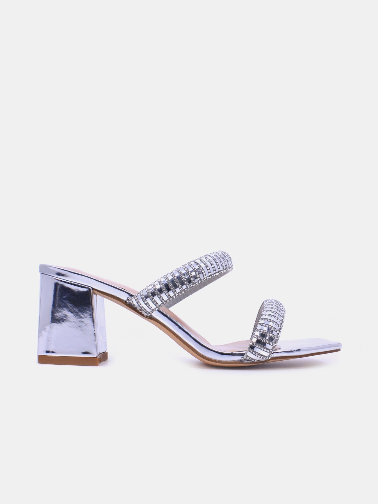 Mynaal Women's block-heel embellishment sandal-3U888-6-Silver