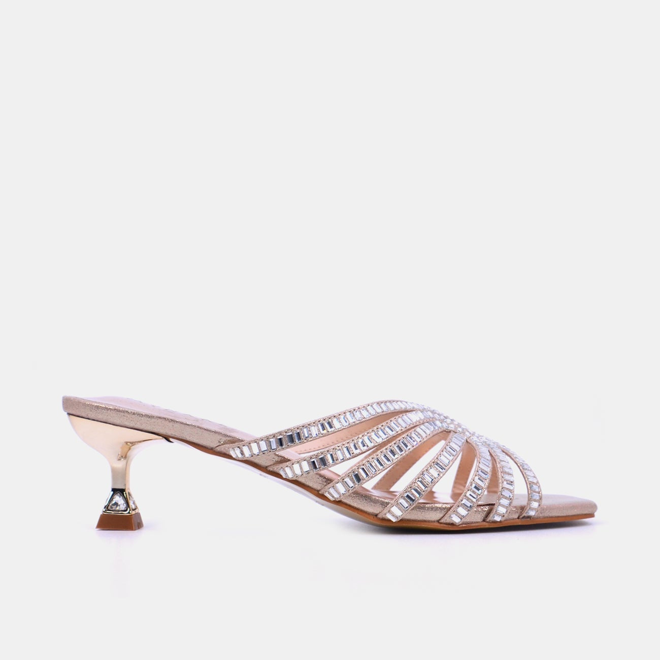 Mynaal Women's spool-heel embellishment sandal-3U888-6-Black