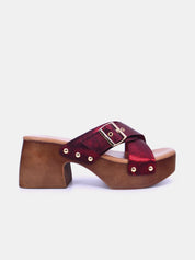 Mynaal Women's block heel sandal-23ASL933-Maroon