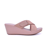 Women's wedge sandal with embellished buckle straps - 314ZD142