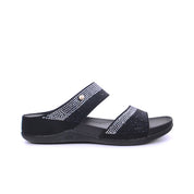 Mynaal Women's wedge sandal with embellished straps-414RJ60J-Black