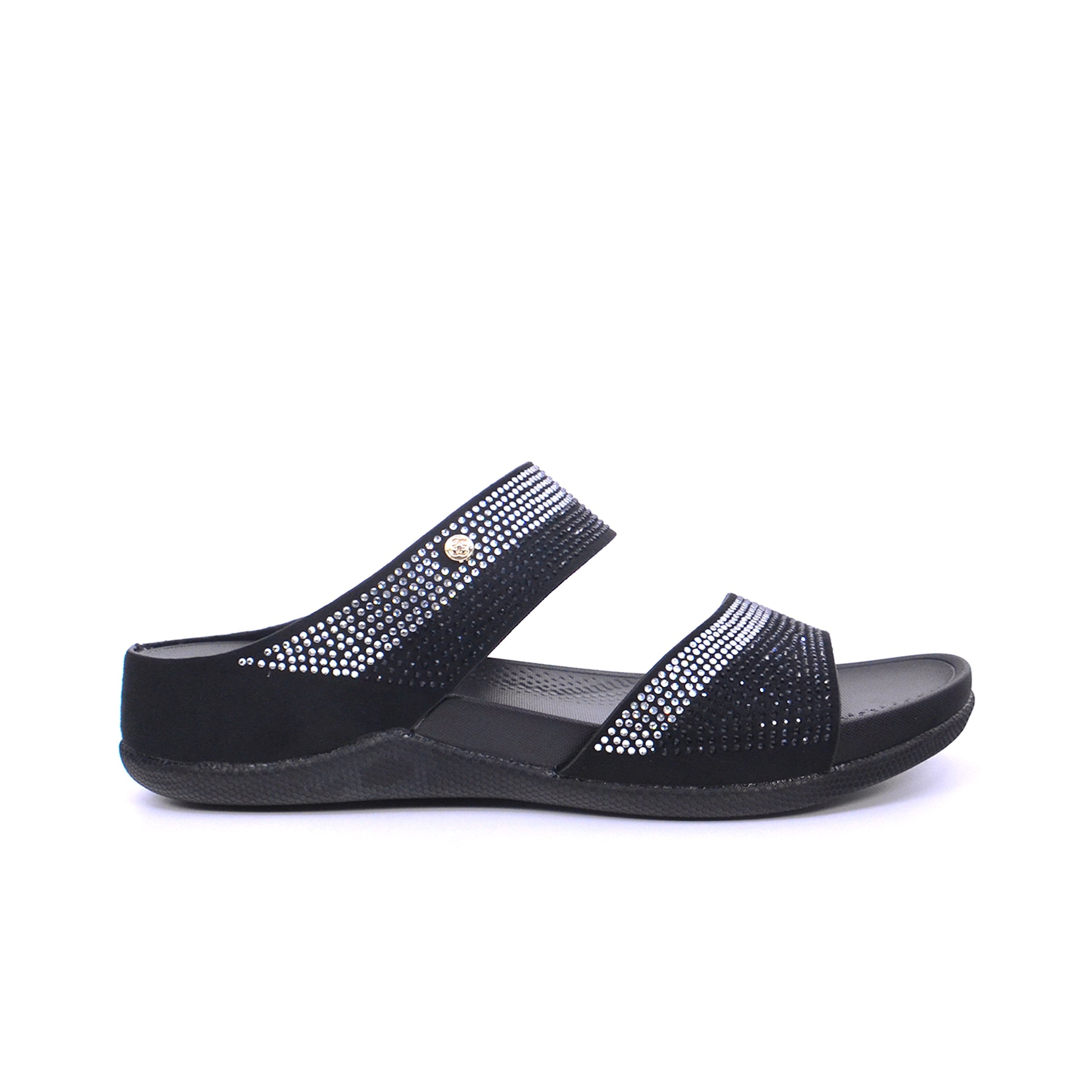 Mynaal Women's wedge sandal with embellished straps-414RJ60J-Black