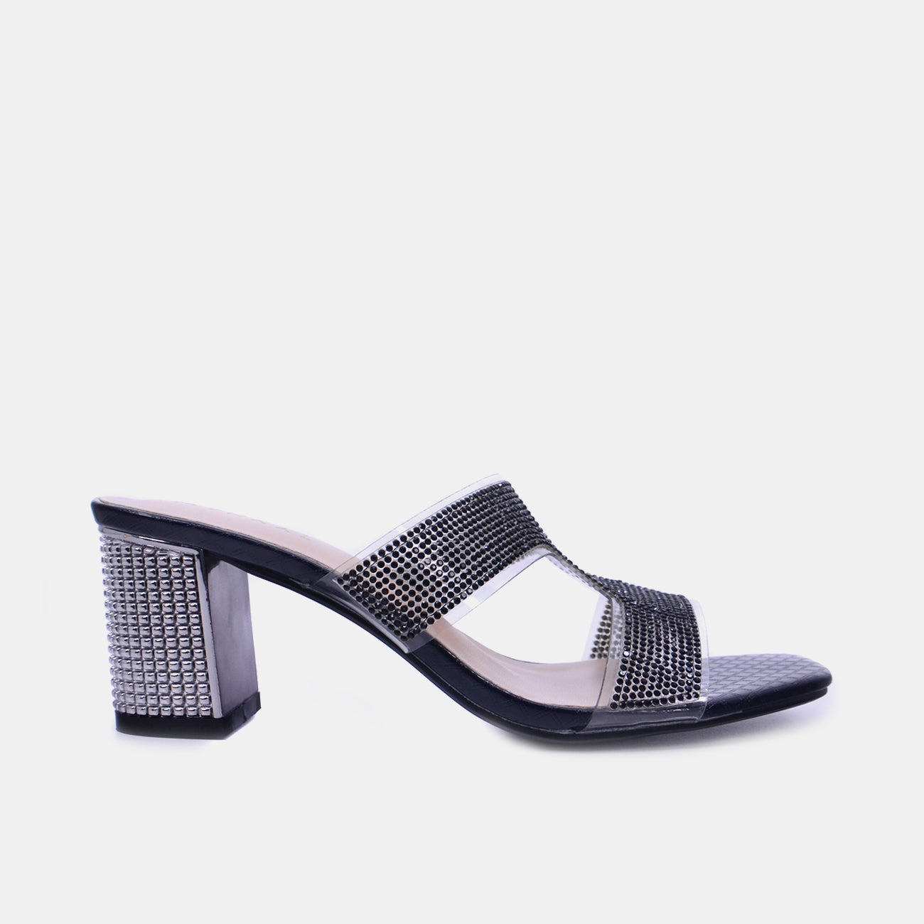 Mynaal Women's sandal with embellished block heels-15C1596-10-Black